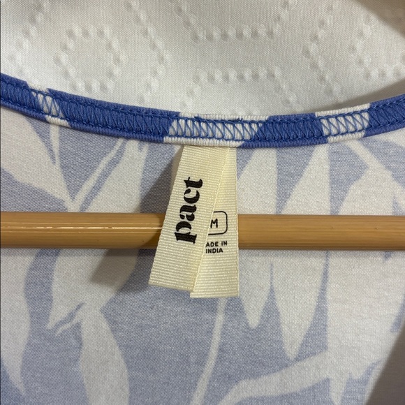 Pact •Tropical Palm Wedgewood Wrap Blue and White Dress - Picture 4 of 7